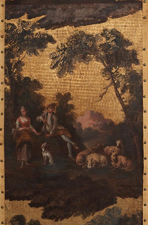 A mid 18th century screen, France or Holland.