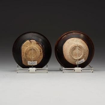 A set of two odd temmoku jianyao bowls, Song dynasty (960-1279).