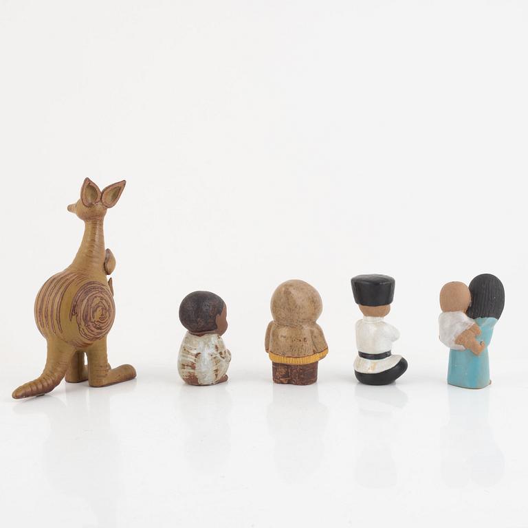 Lisa Larson, five stoneware figurines, Gustavsberg.