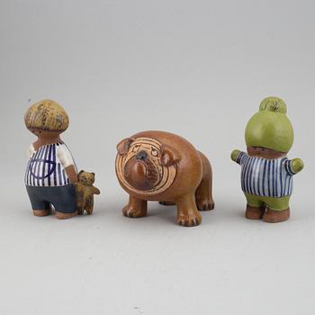 Lisa Larson, figuriner, 3 stycken. Stengods. Gustavsberg.