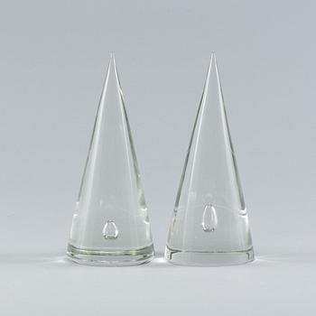 KONFORMADE GLASSKULPTURER, 2 st, glas, Cenedese 1970-tal.