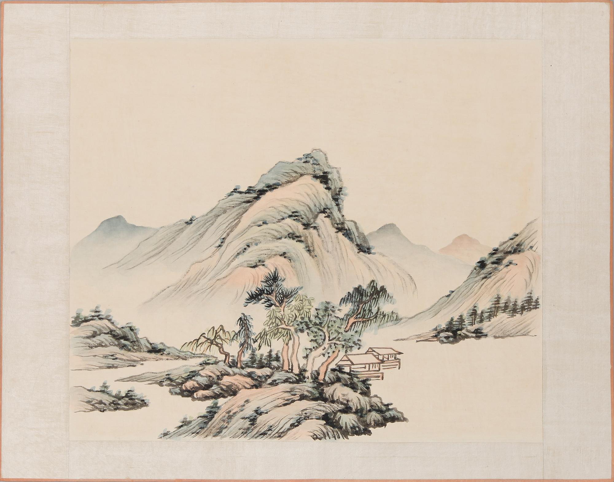 OKÄND KONSTNÄR, mapp med 10 st, gouacher, Japan/Kina, 1900-talets första hälft.