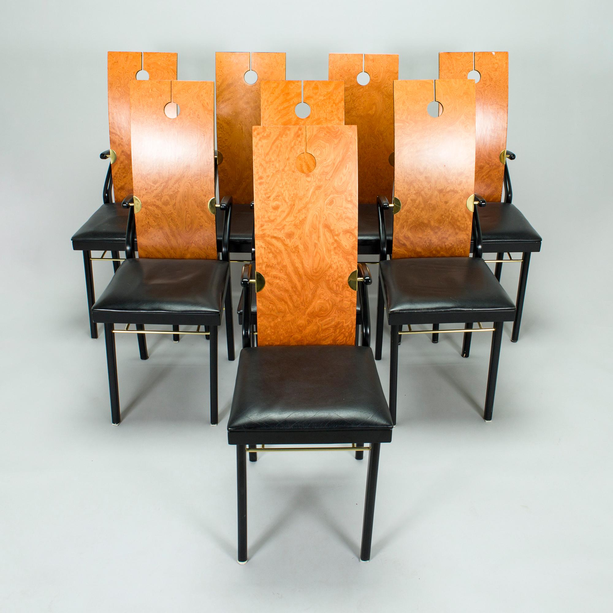 Pierre Cardin, A set of eight chairs marked Pierre Cardin, France. 1980s.