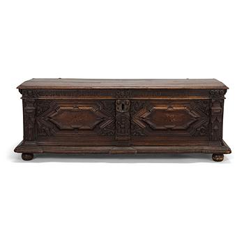 An oak chest dated 1761, Germany.