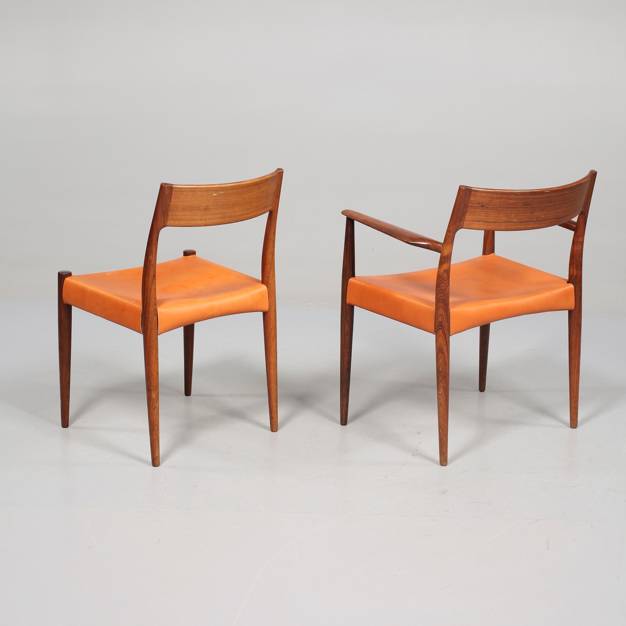 STOLAR, 4 st samt KARMSTOLAR, 2 st, Mogens Kold, Danmark, 1900-talets andra hälft.