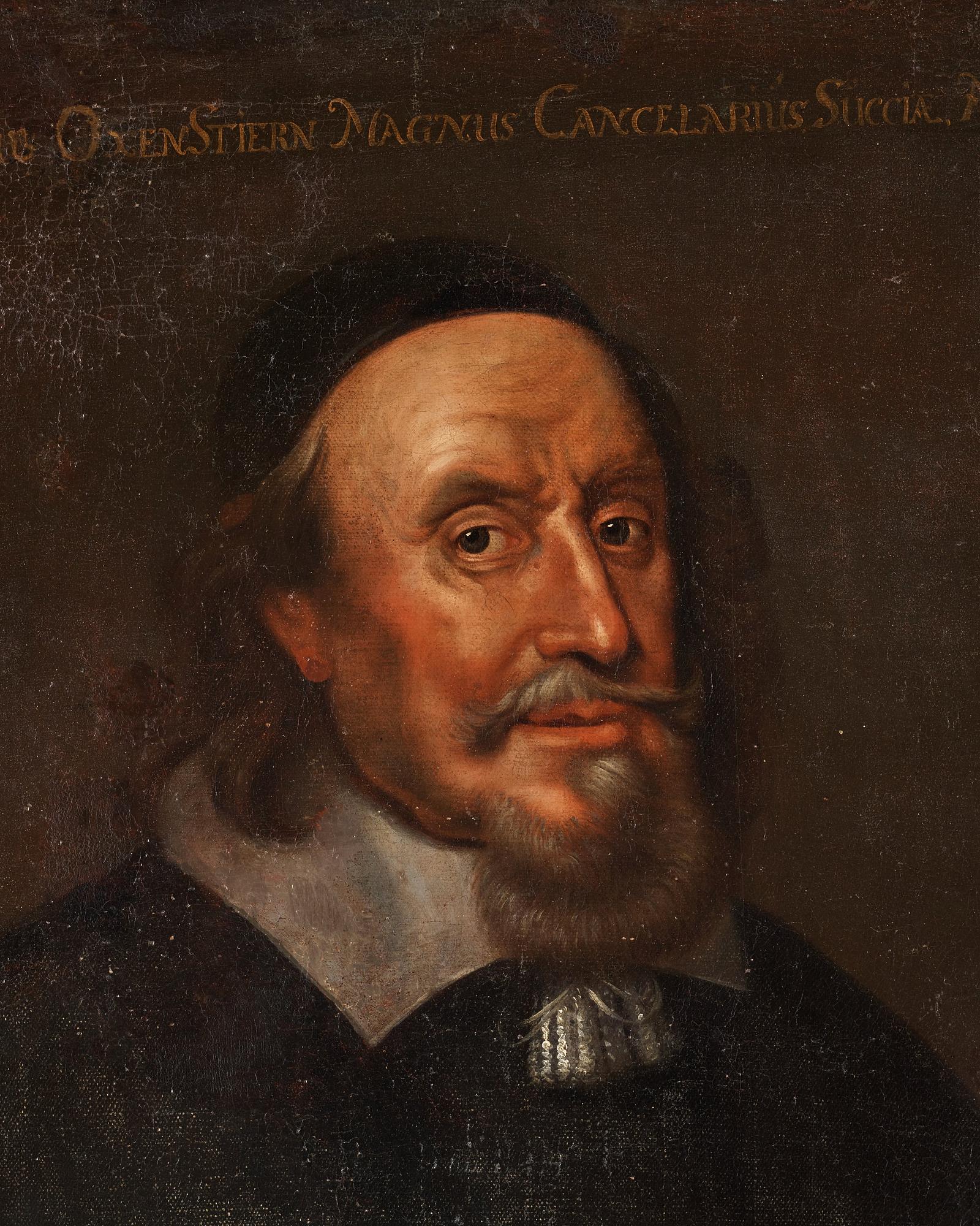 David Beck Circle of, "Axel Oxenstierna" (1583-1654)
"D. Axelus Oxenstiern Magnus Cancelarius Succia, Atatis 71, Anno 1654".