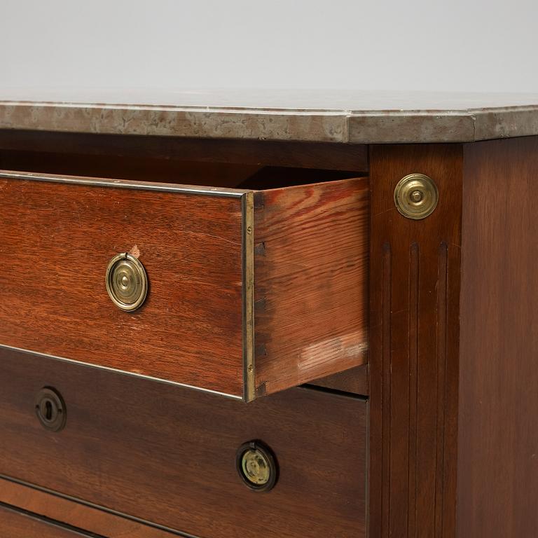 A late 19th Century Gustavian style mahogany chest of drawers.