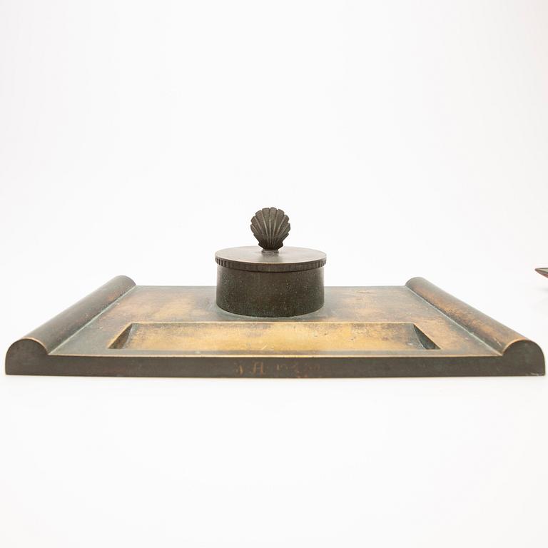Ystad Bronze, desk set, 5 pieces, 20th century.