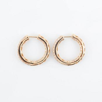 A pair of diamond hoop earrings, 2.65 cts according to engraving.