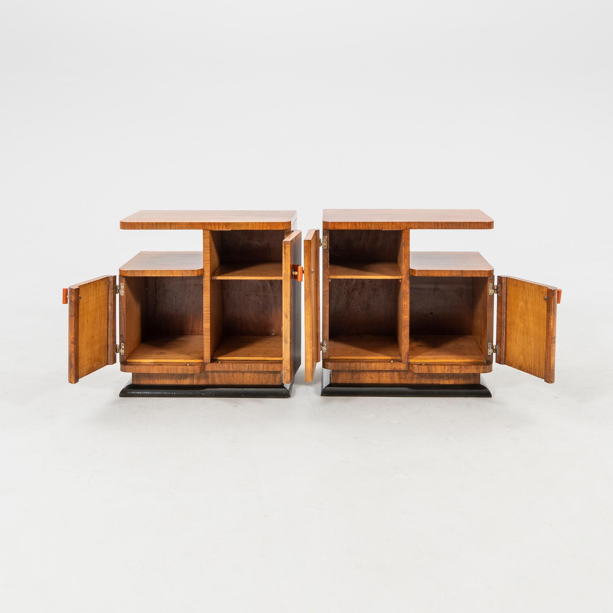 Bedside tables, a pair from the first half of the 20th century.