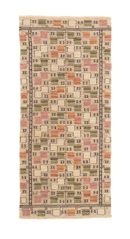 Märta Måås-Fjetterström, a textile, "Lövendal", flat weave, ca 155 x 67 cm, signed MMF.