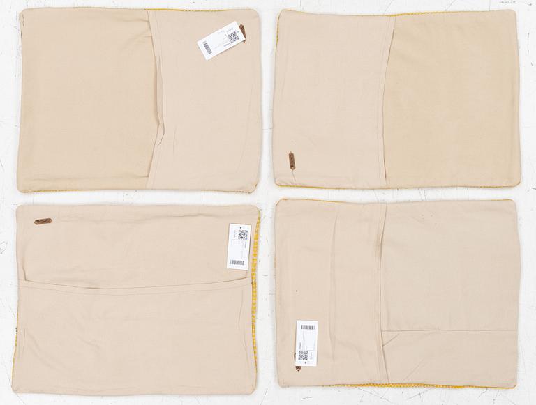 Four cushion covers, hand-embroidered Kelim, c. 45 x 60 cm.