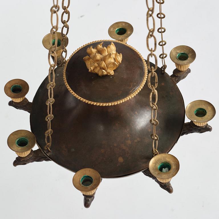 A Swedish Empire 19th century eight-light hanging-lamp.