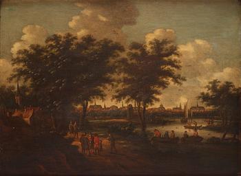 730. Willem van Drielenburgh, circle of, View of a Dutch city, possibly Amsterdam.