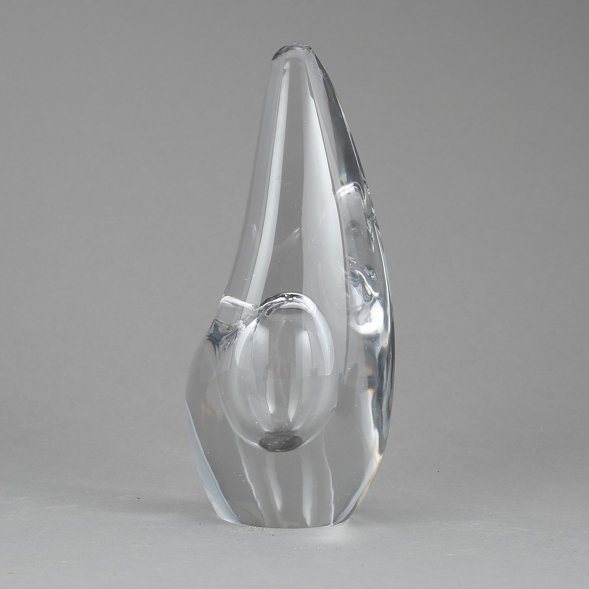 GLASSKULPTUR, "Orkidé" signerad Timo Sarpaneva Iittala -56.