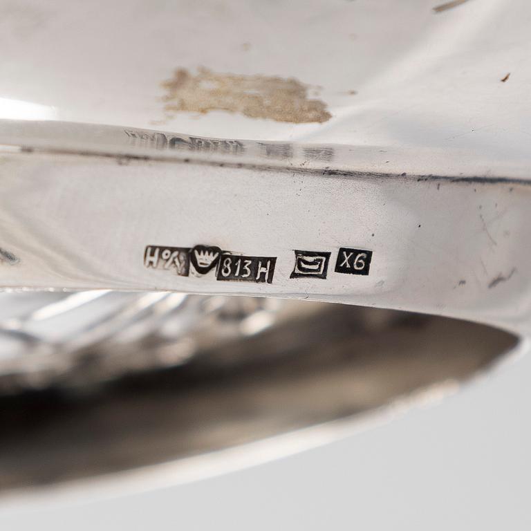 Two 1950s silver dishes, Hopeatehdas Oy, Helsingfors, 1951–55.