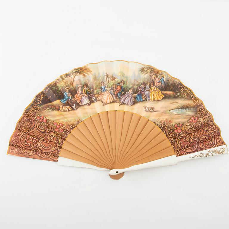 Glove case a pair and fans a pair around 1900.