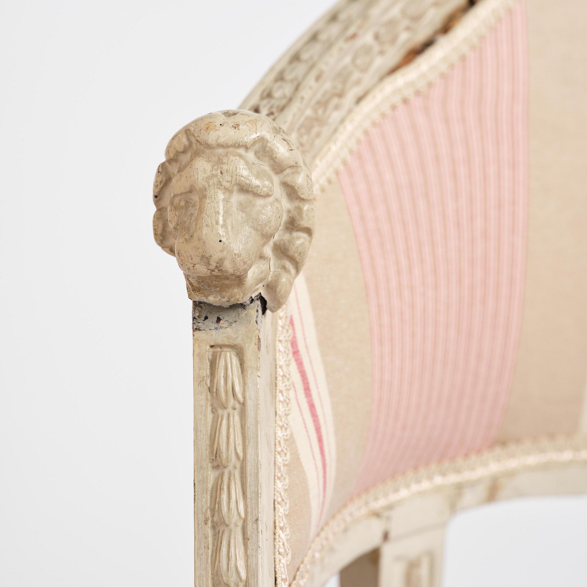 A pair of late Gustavian open.back armchairs, Stockholm, late 18th century.