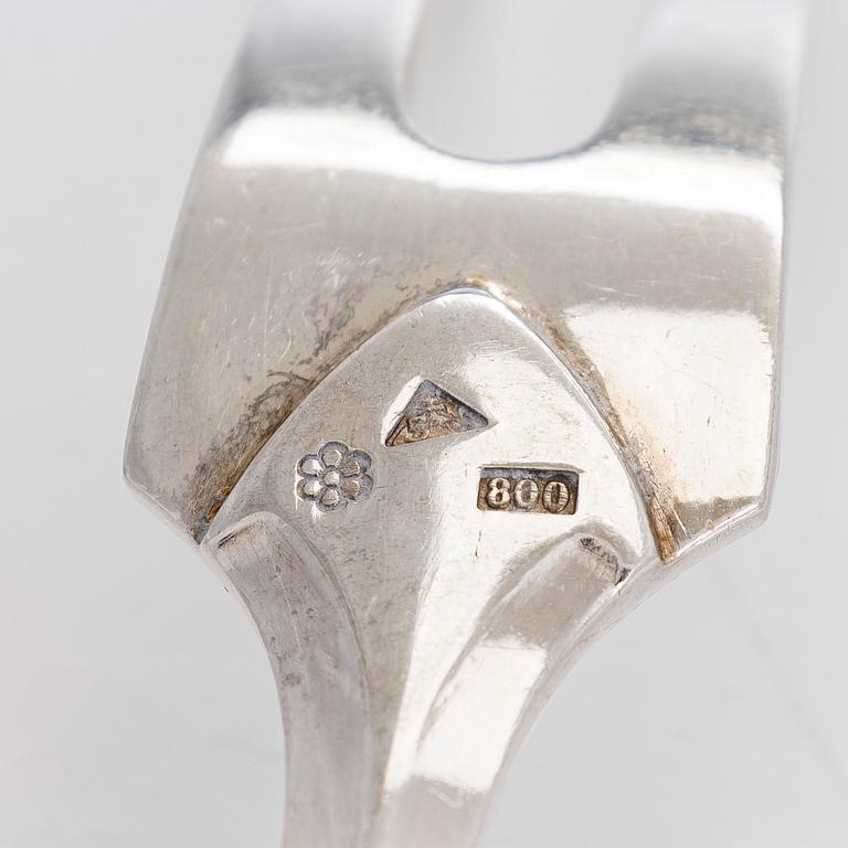 Fish cutlery and serving utensils, totally 37 pieces, silver, Czechoslovakia, 1950s.