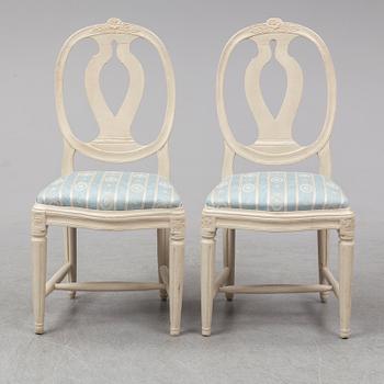 A pair of gustavian chairs, late 18th century.