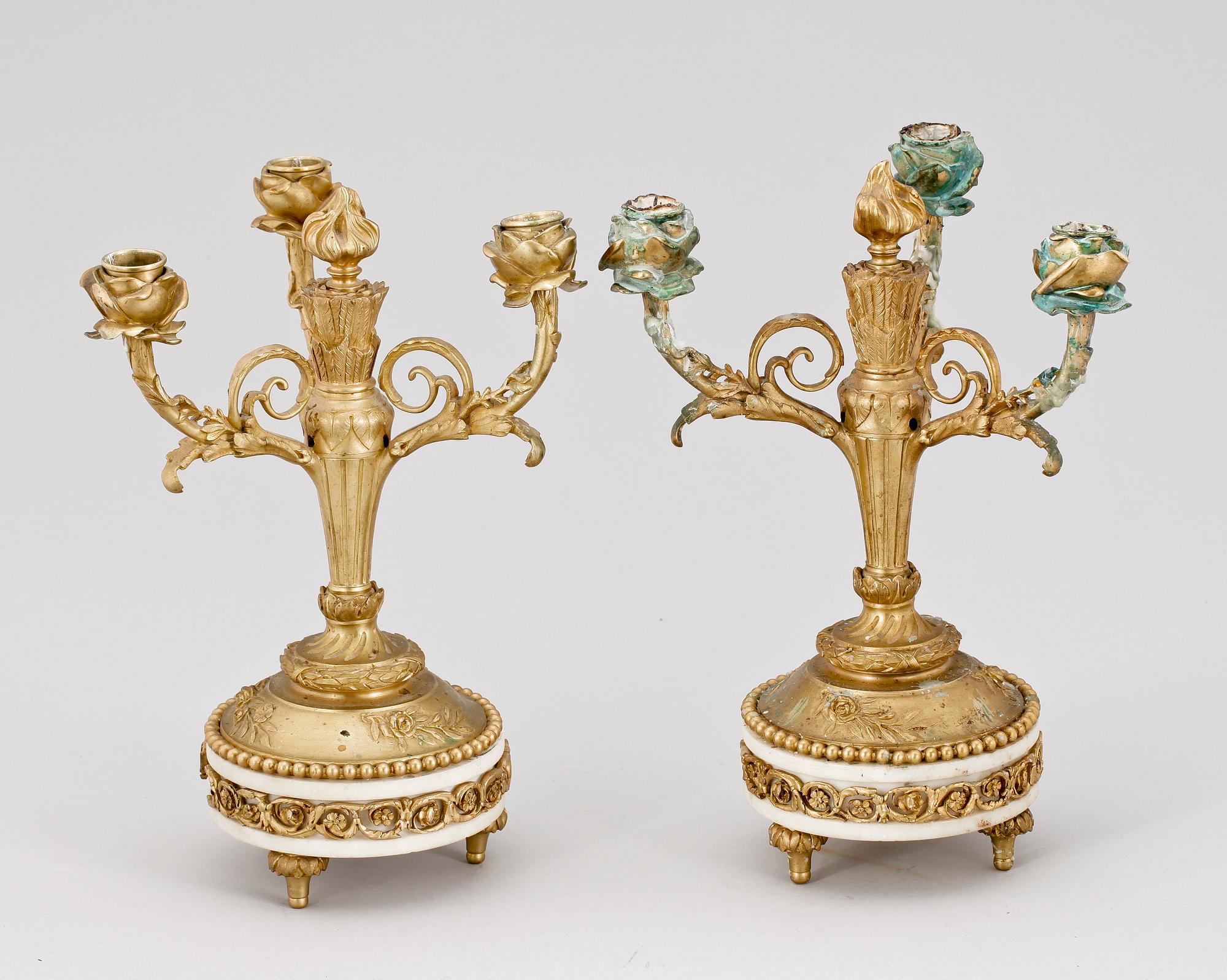 KANDELABRAR, ett par, Louis XVI-stil, 1800-talets slut.
