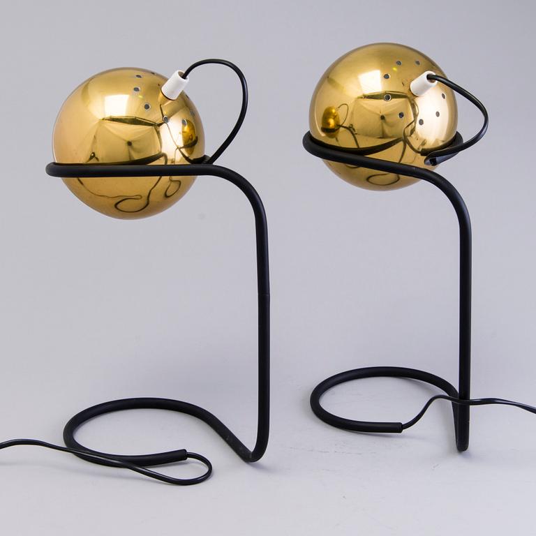 A PAIR OF TABLE LAMPS, a pair of 1970s 'Polaris' table lamps for Aris, Arisuo Oy, Finland.