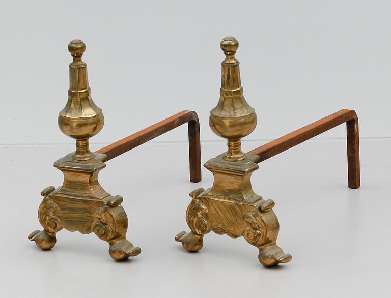 ELDHUNDAR, 1 par, mässing och järn, barockstil, 1800-tal.