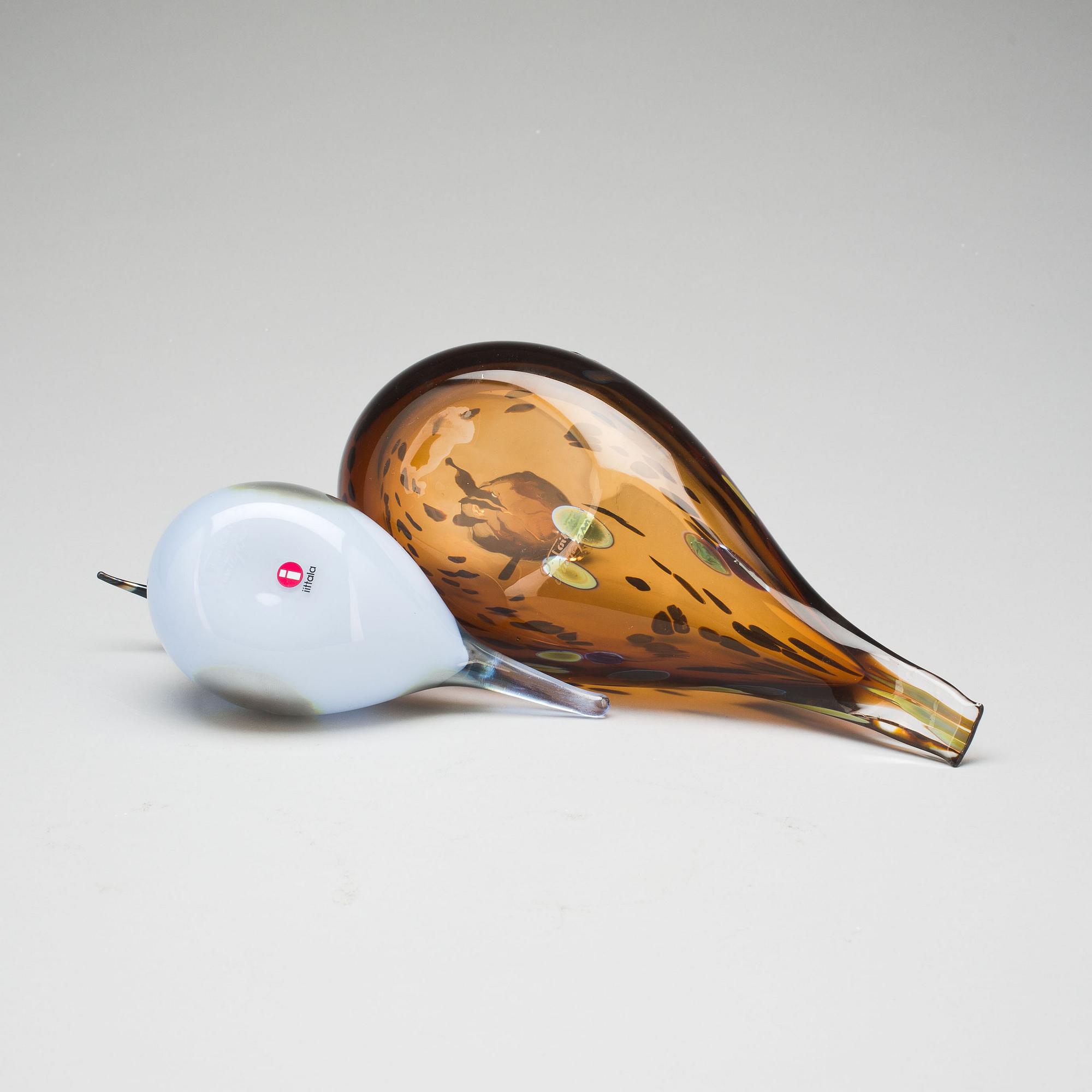 FIGURINER, 2 st, glas, Oiva Toikka, Nuutajärvi.