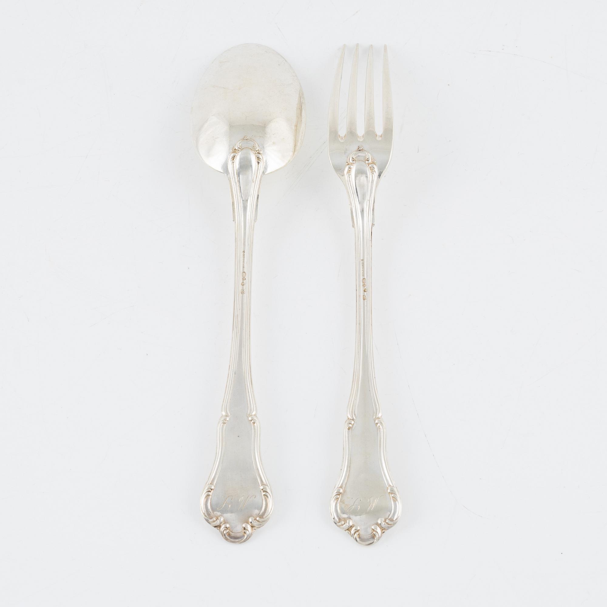 Bestick, 12 st, silver, K Anderson, Stockholm 1916.