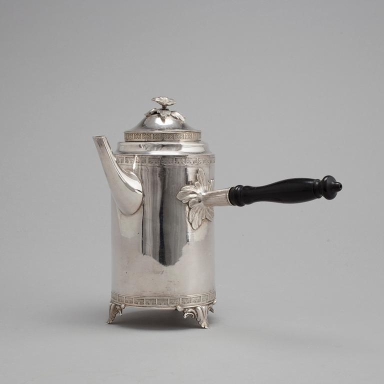A Swedish 18th century silver coffee-pot, mark of Olof Yttreaus, Uppsala 1780.