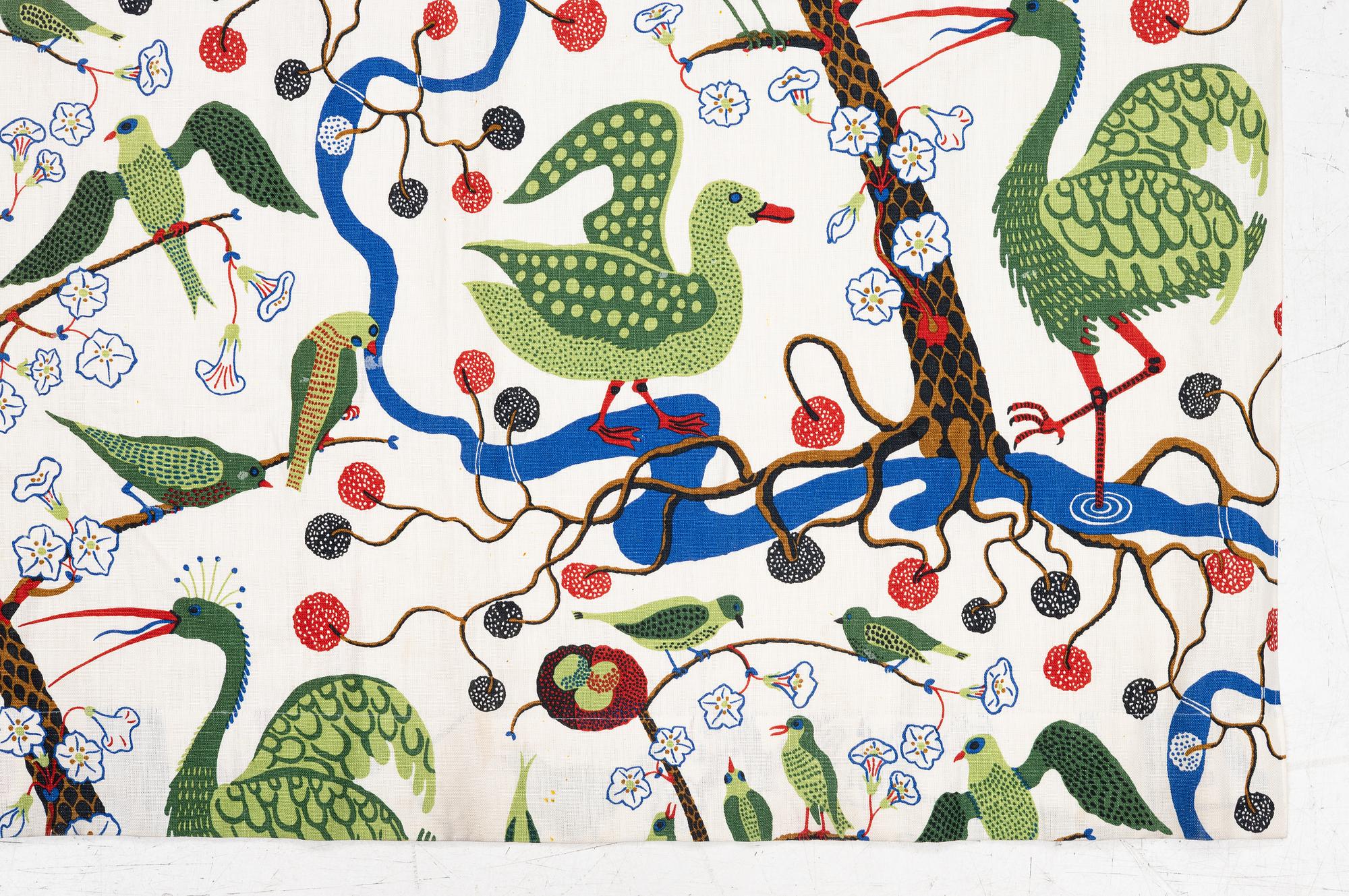 Josef Frank, a 'Gröna Fåglar' curtain, Svenskt Tenn.