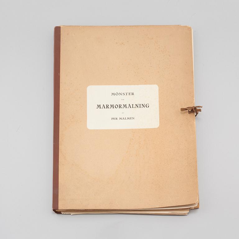 MAPP, "Den praktiske skyltmålaren" av Josef Jonsson, samt "Mönster för marmormålning" av Per Malmén, tidigt 1900-tal.