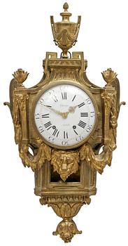 975. A Swiss late 18th century gilt bronze wall clock by C. Pfenninger.