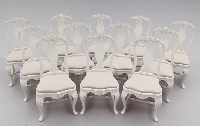 STOLAR, 12 st, rokokostil, 1900-talets mitt.