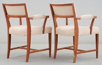 A pair of Josef Frank mahogany armchairs, Svenskt Tenn, model 695.