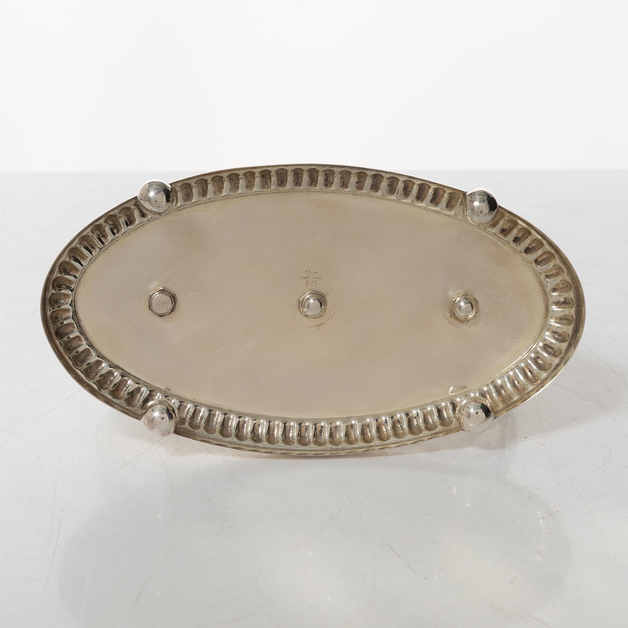 Table centerpiece, sterling silver and glass, late 20th century.