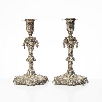 Gustaf Möllenborg, a pair of silver candlesticks, Stockholm, Sweden, 1853.