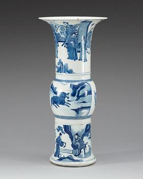A blue and white 'Yen yen' vase, Qing dynasty.