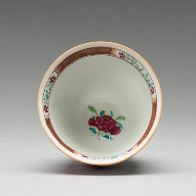 A famille rose and powder blue "devils work" cup, Qing dynasty, Qianlong (1736-95).