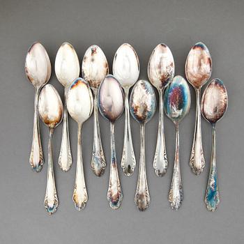 TESKEDAR, 12 st, silver, modell "Haga". Vikt ca 175 g.
