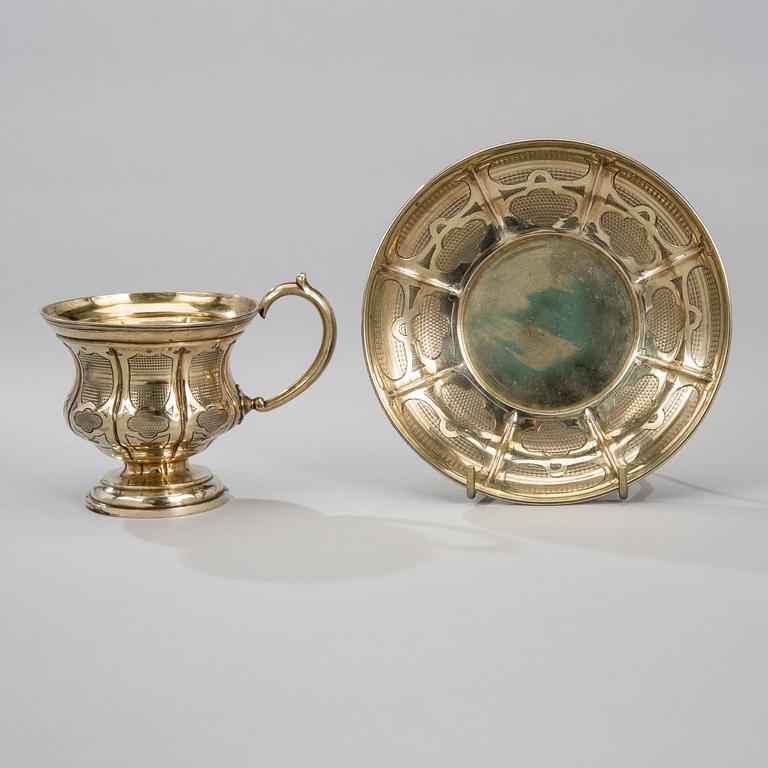 KAFFEKOPP, förgyllt silver, Ryssland S:t Petersburg 1862. Vikt 208 g.