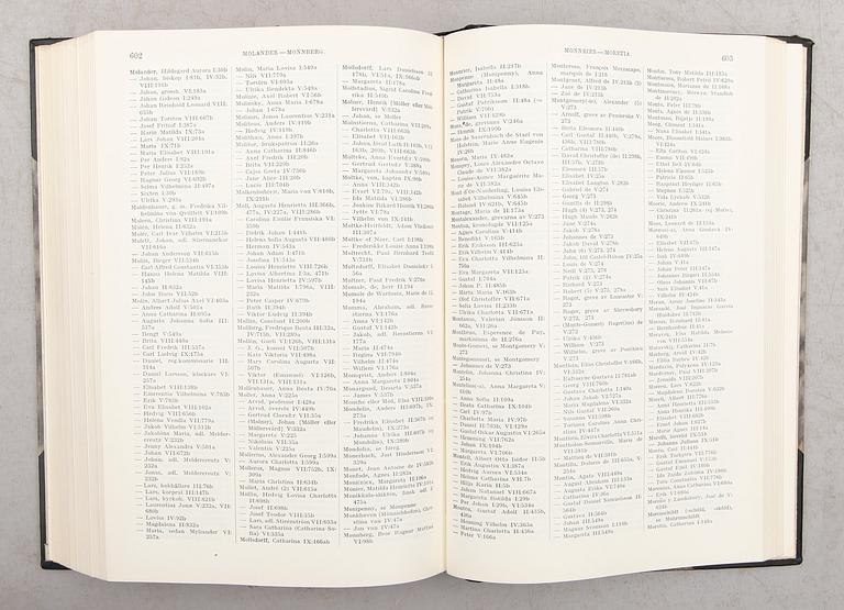 BOKBAND, 9 vol., Svenska Adelns Ättartavlor, 1930.