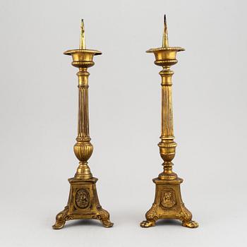 Two 19th century bronze altar candlesticks.