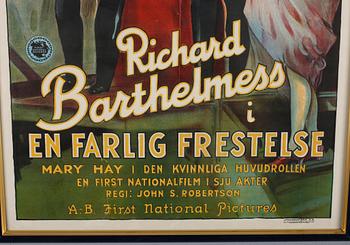 FILMAFFISCH, litografiskt tryck, "En farlig frestelse", 1925.