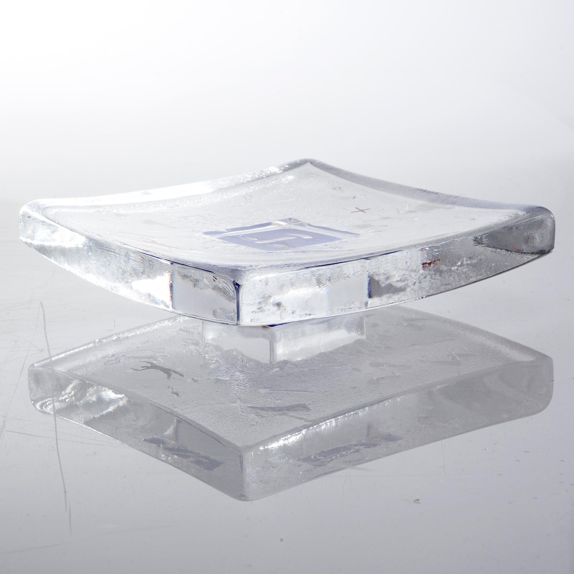 A signed Bertil Vallien glass object for Kosta Boda.