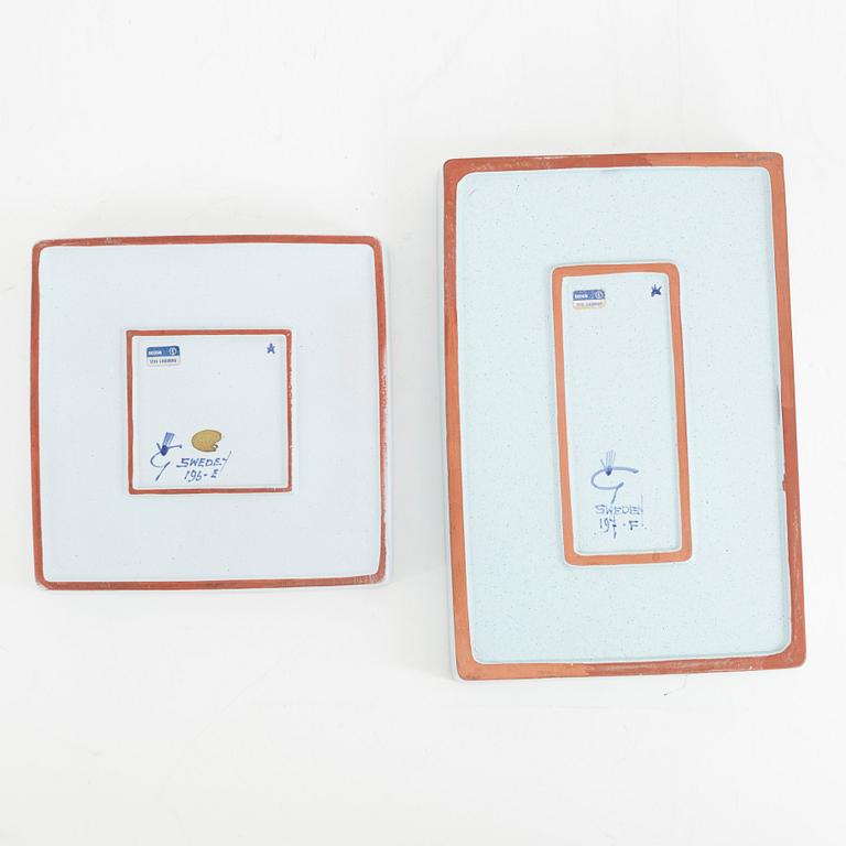 Stig Lindberg, fat, 2 st, fajans, "Karneval", Gustavsbergs studio.