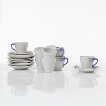 Alf Wallander, 10 coffee cups with saucers, "Dragonfly", Rörstrand, Art Nouveau.