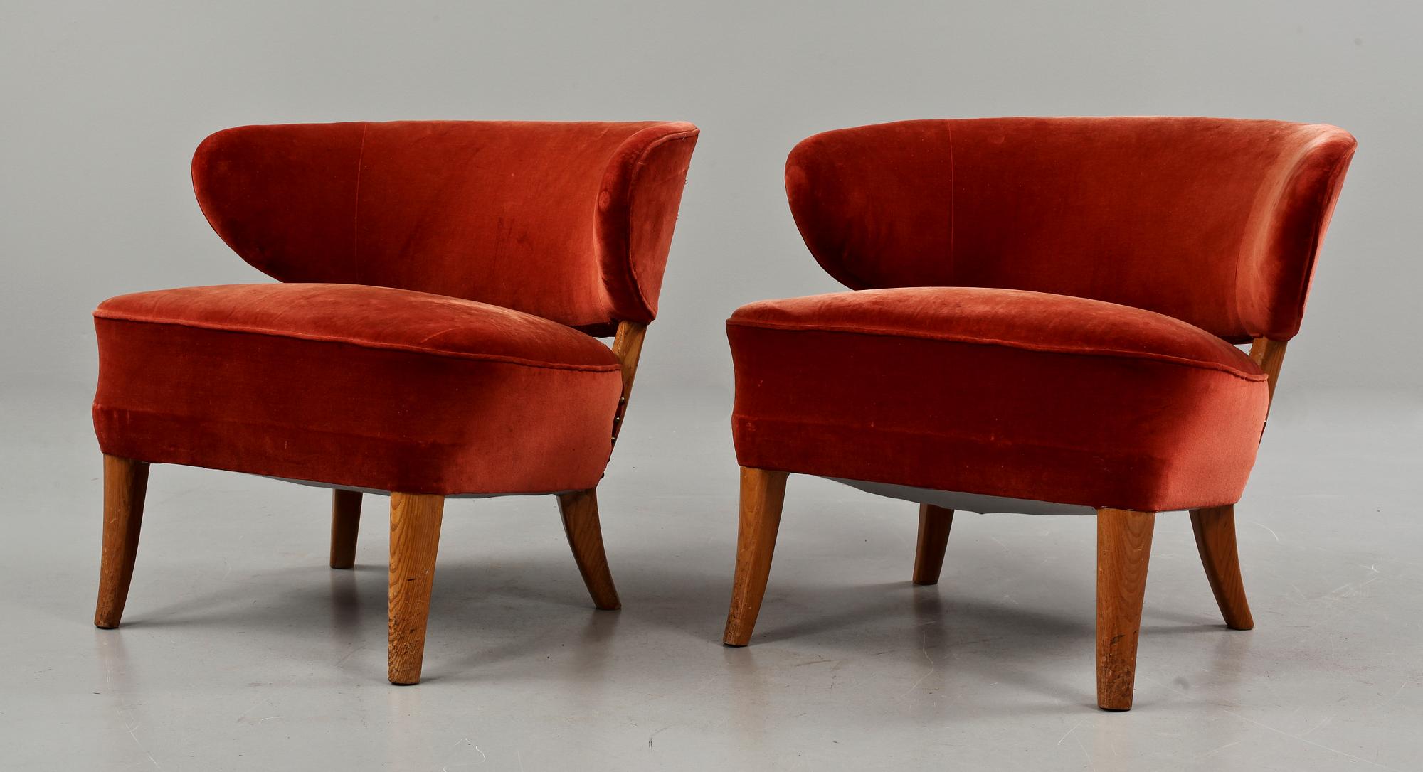 FÅTÖLJER, ett par, Otto Schultz, 1900-talets första hälft.