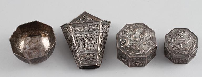 PARTI SILVER, 4 delar, 1900-tal, vikt 225 g.