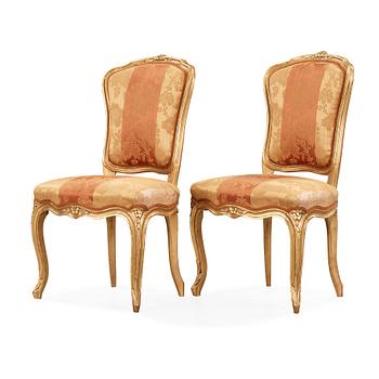 1214. A pair of Swedish Rococo 18th century chairs.